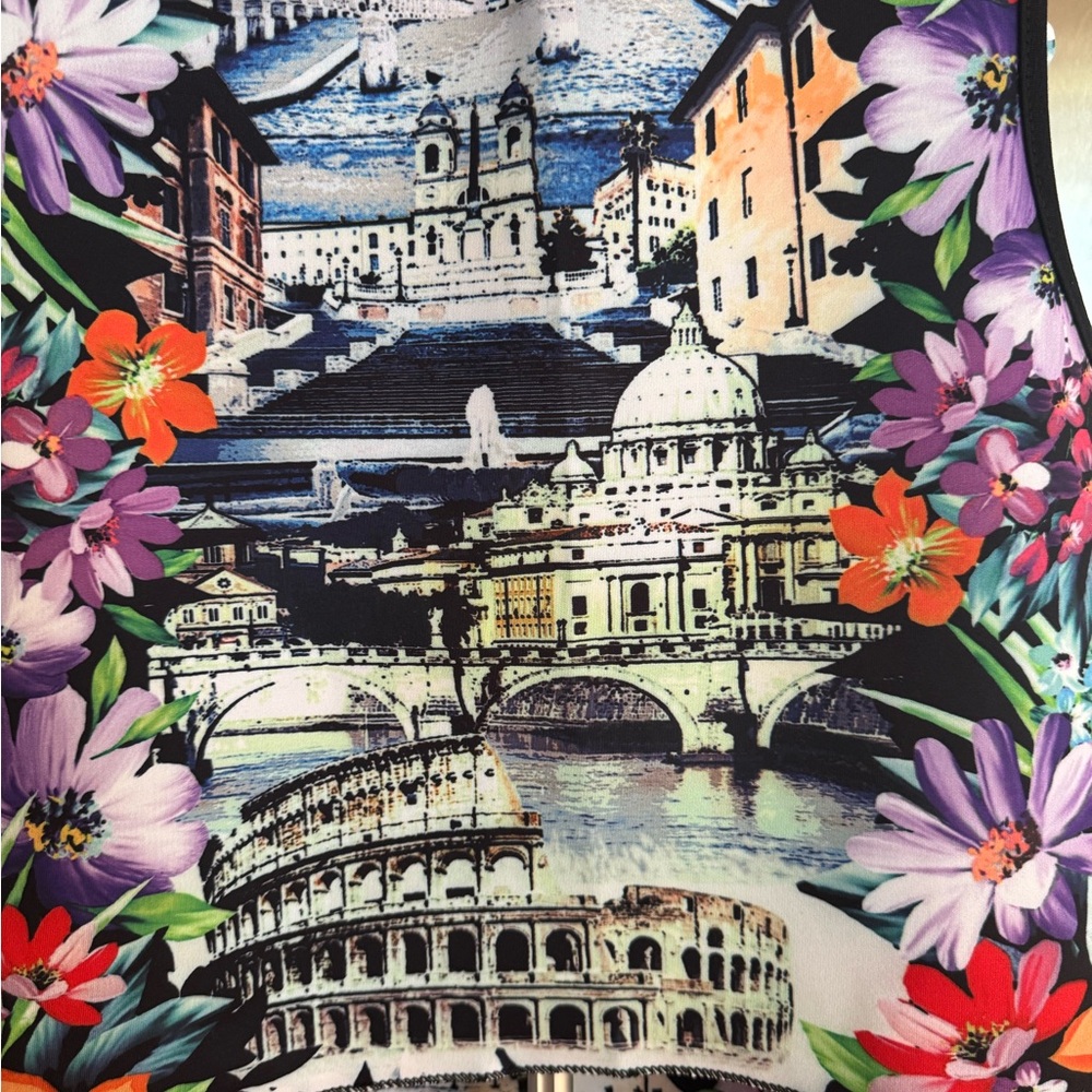 Elegant Cityscape Floral Skirt Set - Picture 6 of 11